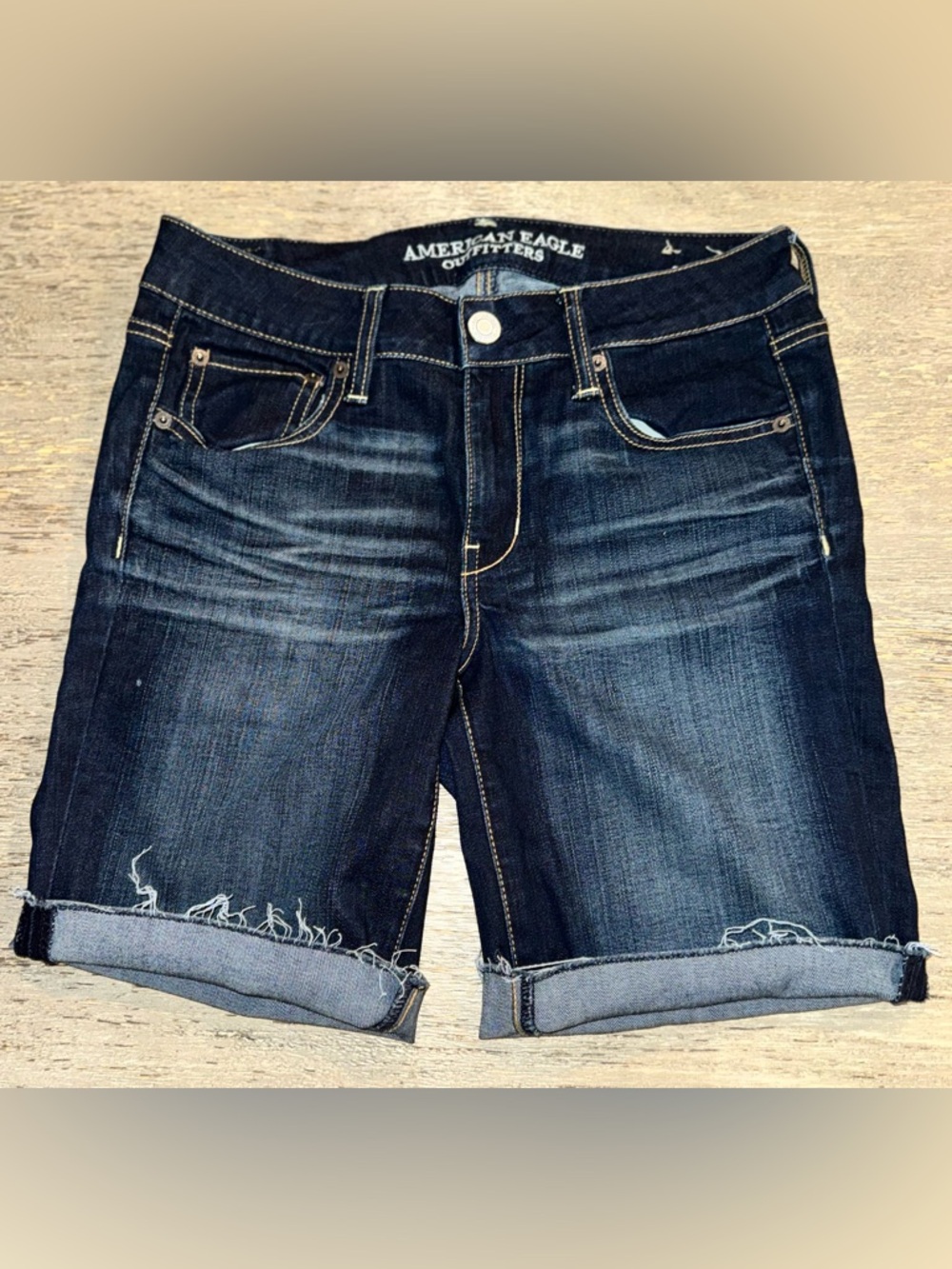 American Eagle Outfitters Dark Indigo Denim Bermuda Shorts - Picture 2 of 8